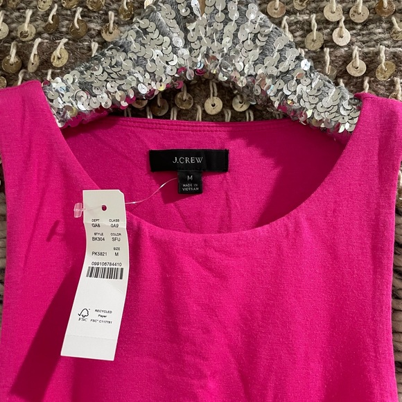 🩷 NWT J Crew hot pink knit tank stretch sz M - Picture 4 of 9
